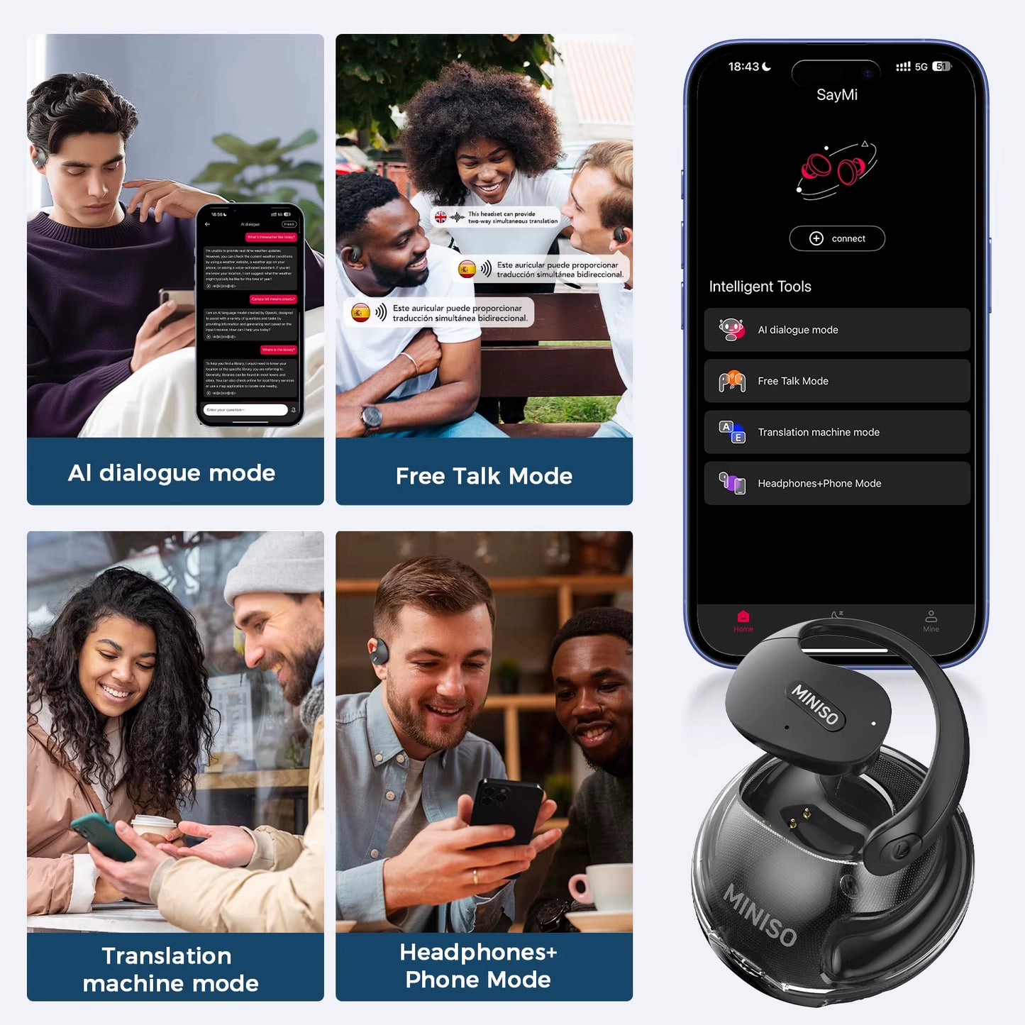 Translator  X15Pro 5.4 Bluetooth Headset Translation Earphones Wireless Headphones Office Travel,Asmr Headset APP